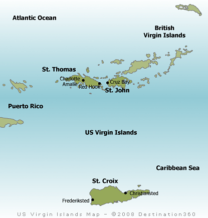 Iles Vierges des etats Unis carte st croix